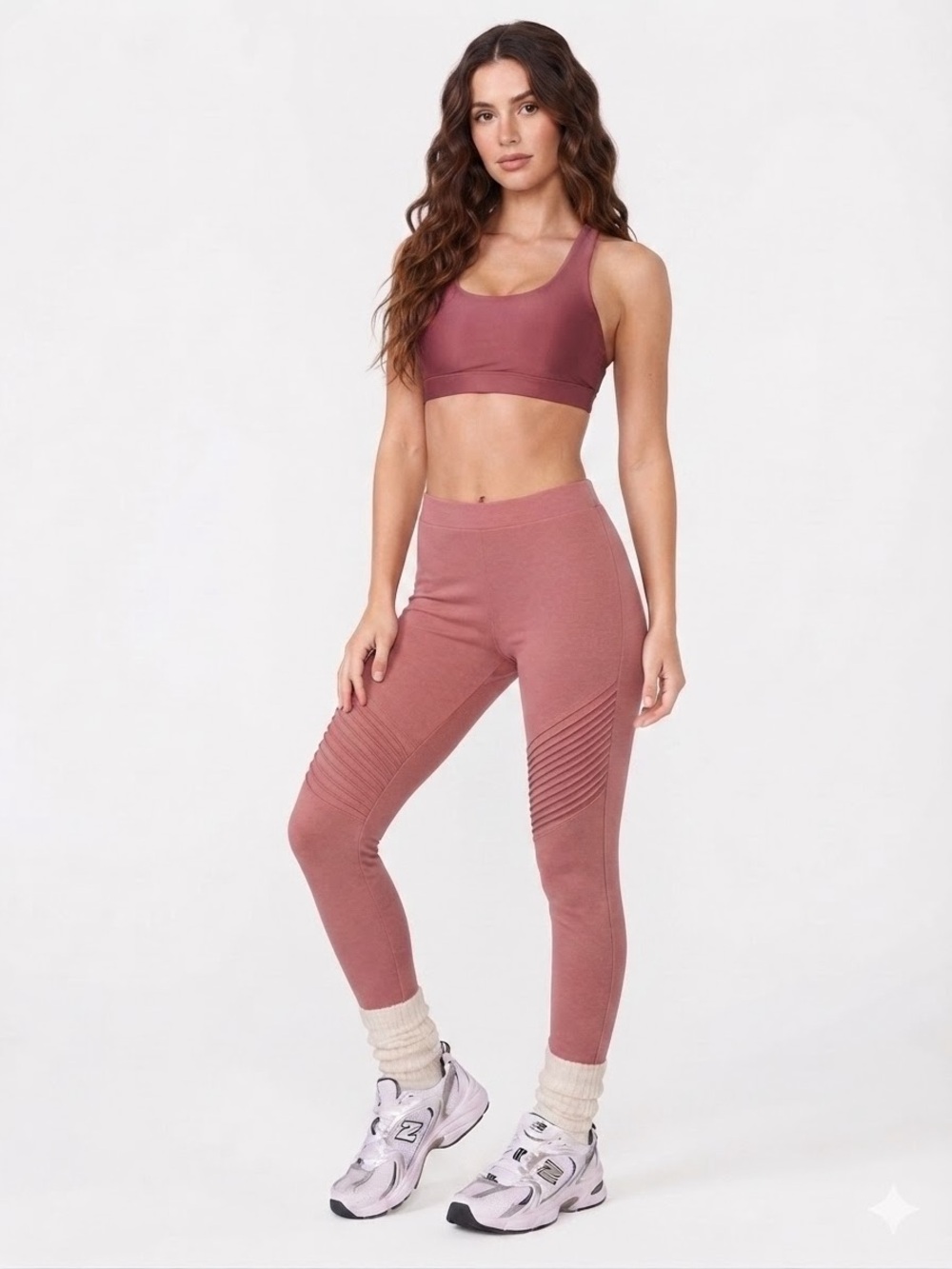Dusty Rose Pink Moto Leggings Athleisure Activewear
